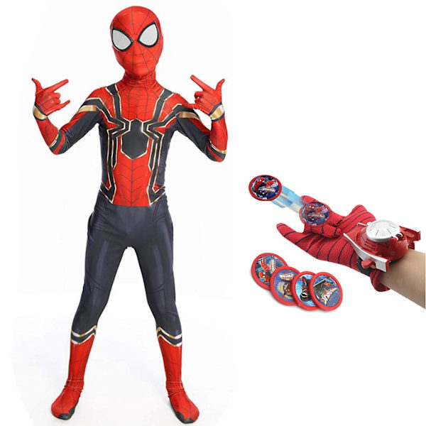 Kids Boy Spiderman Costume Cosplay Suit Kids Toy Spider-man Glove,transmitter Kids-S-110cm