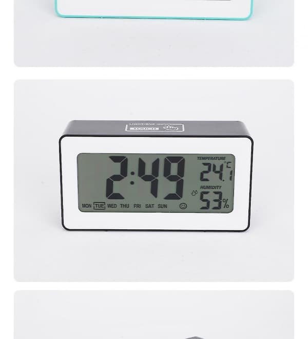 5 Inch Smart Lcd Electronic Clock Desktop With Alarm Clock Luminous Lazy Electronic Clock Multifunctional Fixed Clock Black