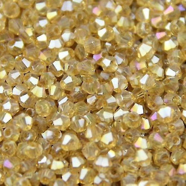 Bicone Upscale Crystals Beads, Ab Color Plating Loose Bead, Bracelet Jewelry Gold champagne