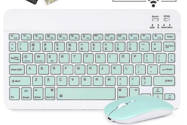 Mini Wireless  Tooth-compatible Keyboard And Mouse, Wireless Keyboard And Mouse Set For Home, Office White-mouse 10 inch
