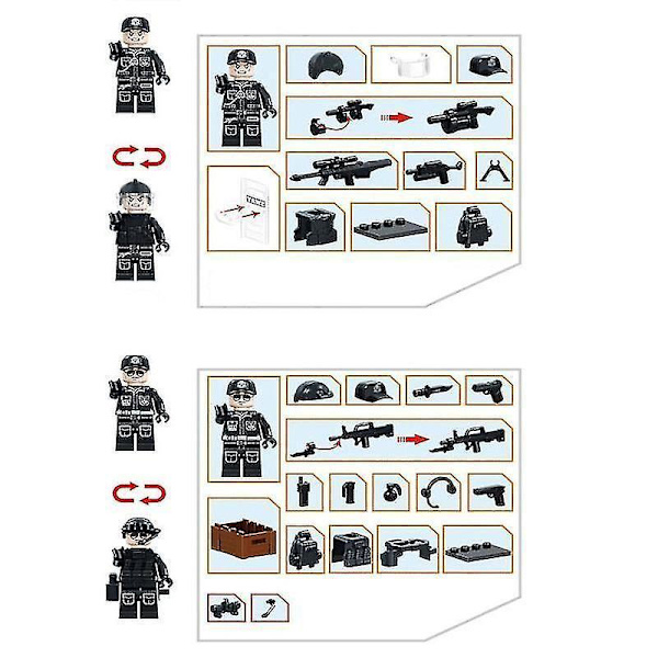 Swat Erikoisjoukot Sotilaat Sotilaalliset Aseet Asehahmot Osat Palikat Kokoamismalli Rakennussarjat