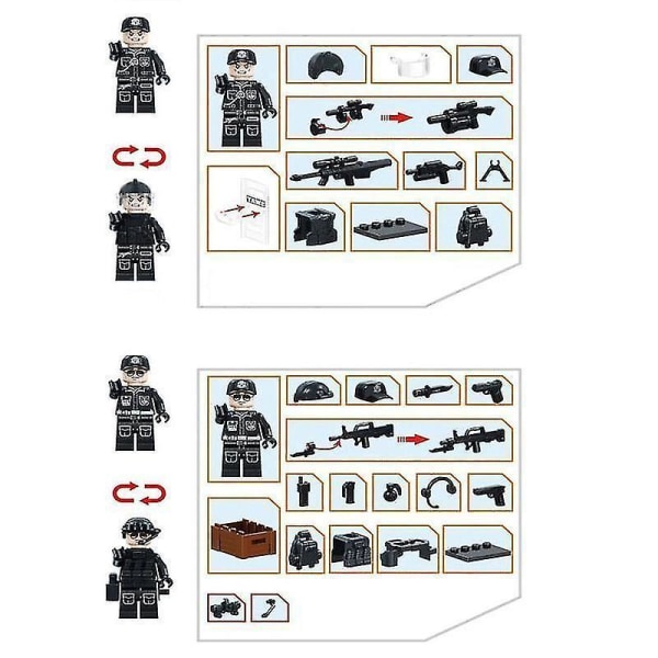 Swat Special Forces Soldiers Military Weapons Gun Figures Parts Blocks Assembly Model Building Kits
