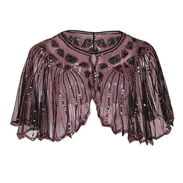 Women's 1920s Shawl Beaded Sequin Deco Evening Cape Bolero Flapper Cover Up