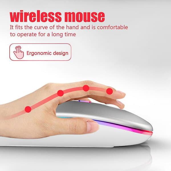 5.0 Bluetooth With Usb Rechargeable Rgb Mouse Bt5.2 For Laptop Computer Pc Macbook Gaming Mouse 2.4ghz 1600dpi silver