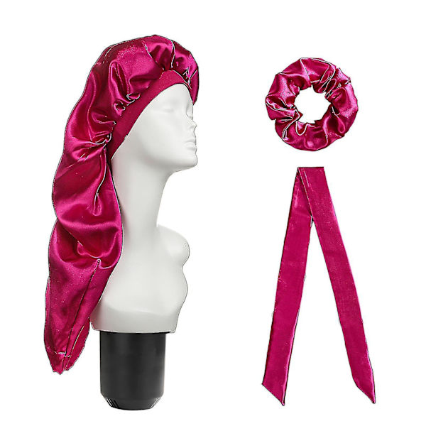 1 Set Sleeping Cap Adjustable Anti-static Fake Stain Wide Application Sleeping Hat For Women Dark Orange
