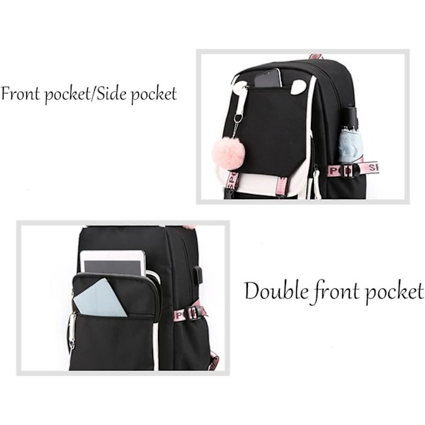 Backpack For Girls Usb Charging Bookbag Cute Backpacks For Teen Girls (pink)