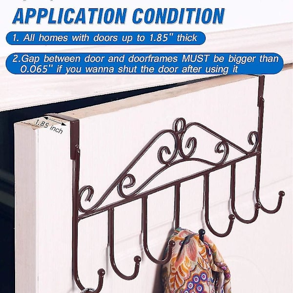 Over Door Hanger With 7 Hooks,metal Over The Door Towel Hook,decorative Overdoor Organizer