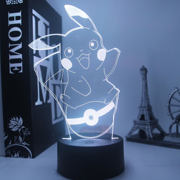 3D Illusion Natlampe, 16 Farver Skiftende Med Fjernbetjening, Børneværelse Dekoration Pikachu