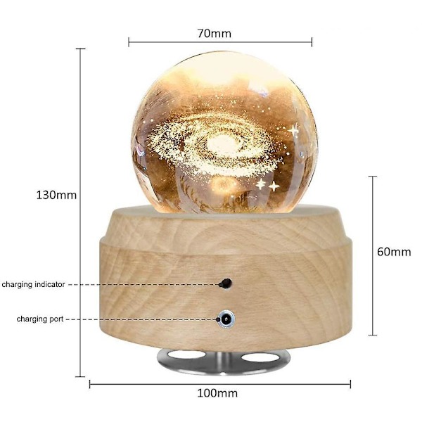 Music Box 3d Crystal Music Boxes , Luminous Rotating Ball Musical Box Dimmable style 3