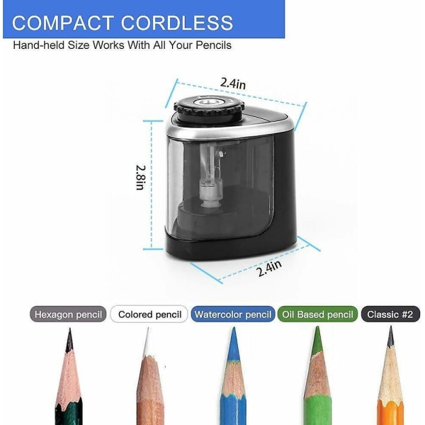 Electric Pencil Sharpener Battery Operated Automatic Sharpener For Home School Office Black