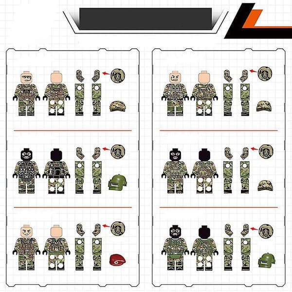 Alpha Force Building Blocks 6pcs Special Forces Military Dolls With Weapon Assembled Building Blocks