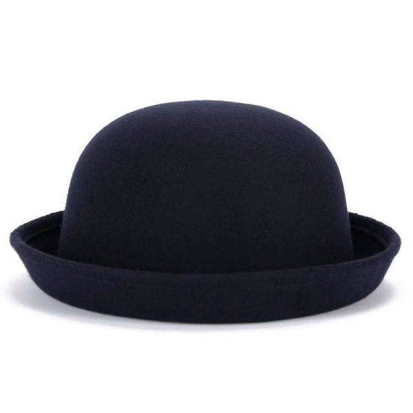 Parent-child Bowler Wool, Fedora Hats Dome navy blue 57cm