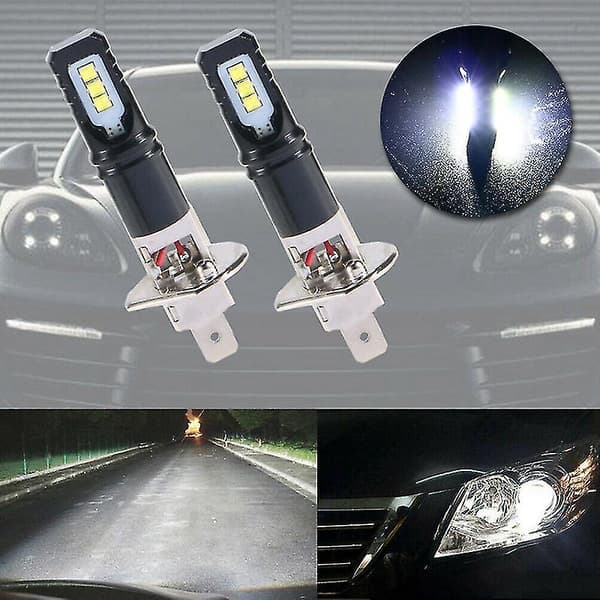 2x H1 6000k Super Bright White 6000lm Drl Led Headlight Bulb Kit High-beam New