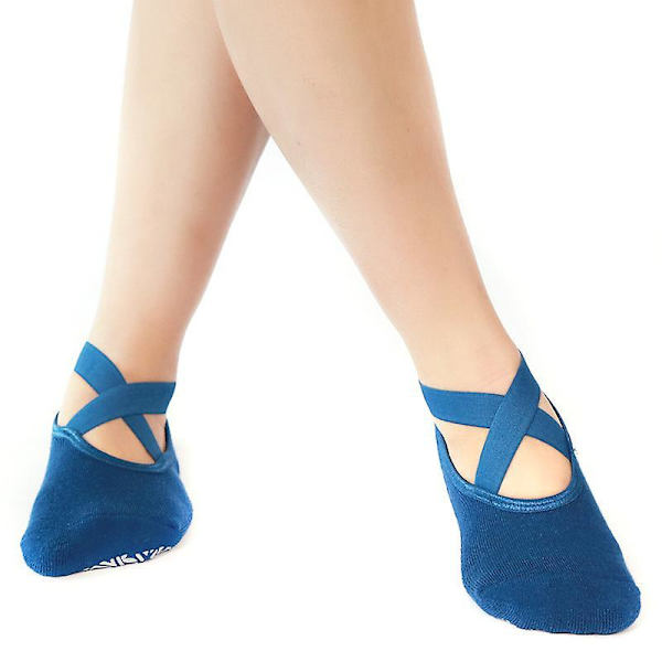 Womens Non-slip Pilates Socks Barre Ballet Dance Yoga Sports Fitness Navy Blue