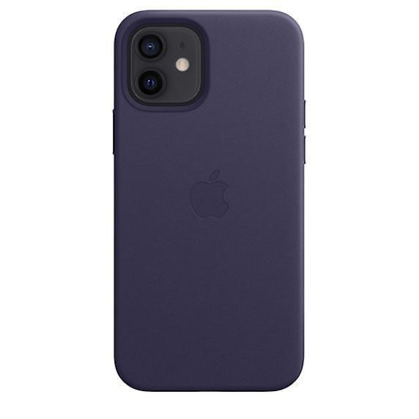 Lærtelefonveske for iPhone 12/12 Pro Lærveske med Magsafe Deep Violet