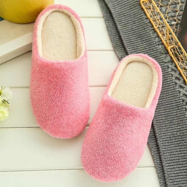 Plush Fleece Indoor Slippers Winter Shoes For Women Pink 42-43