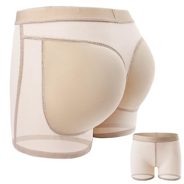 Dame Butt Lift Mavekontrol Trusser Polstrede Falske Numser Åndbart Undertøj Beige XXXL