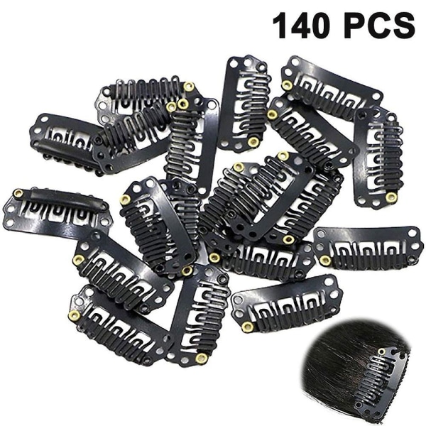 140 Piece Clips Wigs Clips U Shape Snap Clips Iron Metal Replacement Black