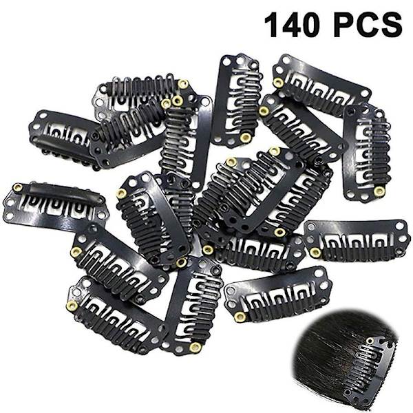 140 Stykker Clips Parykk Clips U Form Snap Clips Jern Metall Erstatning Black