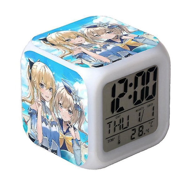 Genshin Impact Anime Surrounding Mute Night Light Led Color Changing Function Cartoon Colorful Alarm Clock-a11