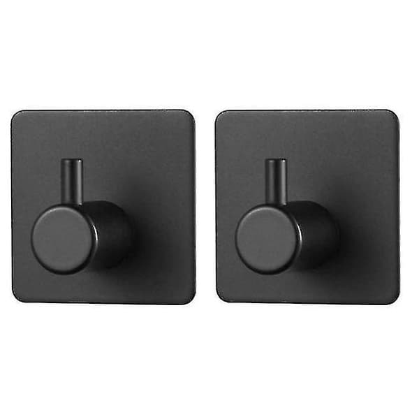 2pcs Black Self Adhesive Robe Hooks Wall Hook