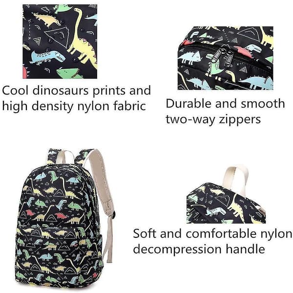3 stk. Cool Dinosaur Prints Elementary Skoletaske Skoletasker Primær Skoletaske Rygsæk Og Madpose Sæt
