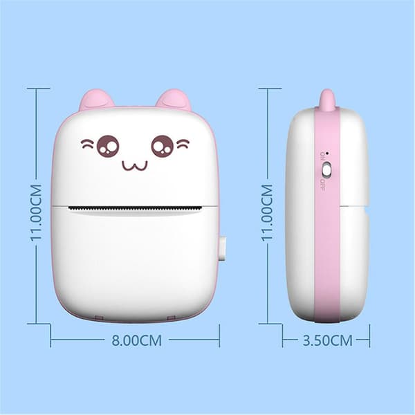 Mini Lomme Termisk Printer Trådløs Bluetooth Fotoudskrivningsmaskine White Pink