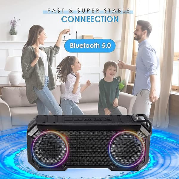 Waterproof Bluetooth Speaker, Bluetooth 5.0, With Led Light, Greater Volume And Enhanced B