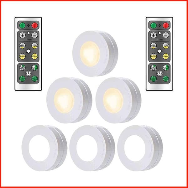 3pcs Led Dimmable Wireless Puck Lights With Remote Control Lights Stick Anywhere For Cabinet Showcase Wardrobe