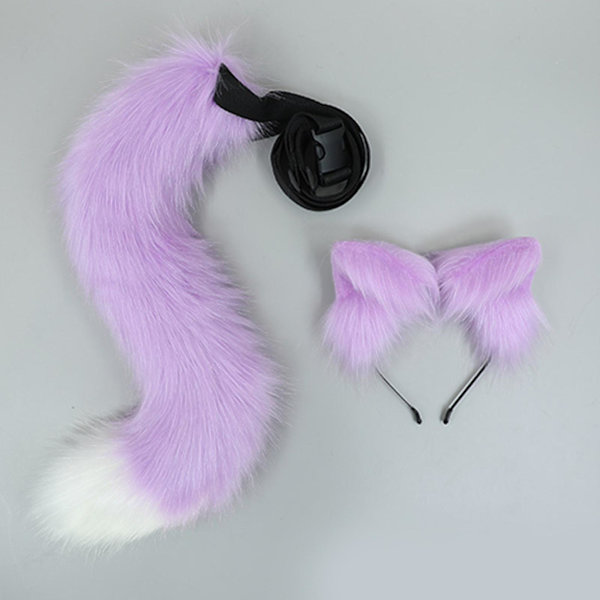 Anime Dyrehovedbøjle og Hale Kostume Anime Fest Kat Cosplay Kostume Purple