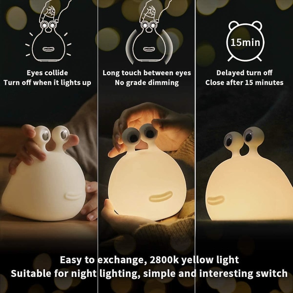 Slug Night Light, Nursery Squishy Lamp, Silicone Night Light For Breastfeeding, Cute Animal Bedside Lamp For Baby Kids Teens, Soft Nightlight