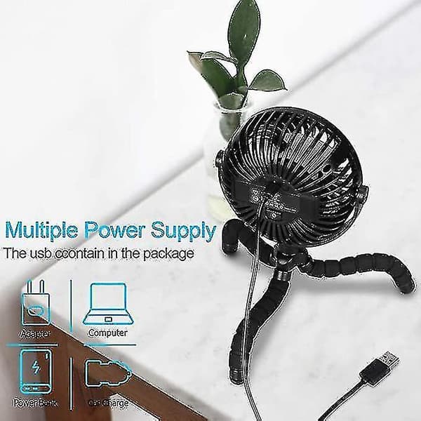 3 Speeds Stroller Rechargeable Portable Handheld Fan With Flexible Tripod Cool High Quality