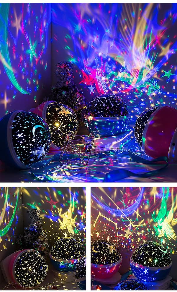 Projector Rotating  Decoration Scene Layout Flashing Lights String Lights Starry Night Light Unicorn Lights B091-924 Pink