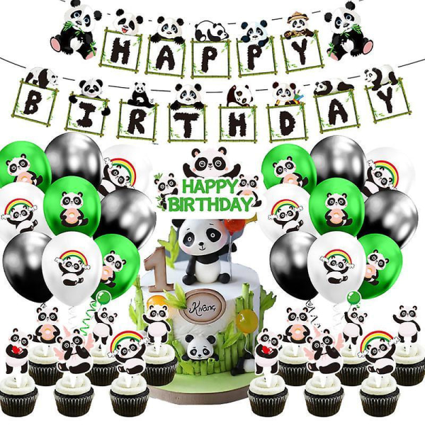 35 stk. Panda-tema Bursdagsfest Dekorationssett