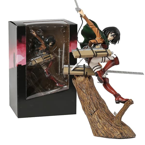 Attack On Titan Mikasa Levi Ackerman Renewal Package Ver. Samlefigur Figur Modell Statue 28cm box