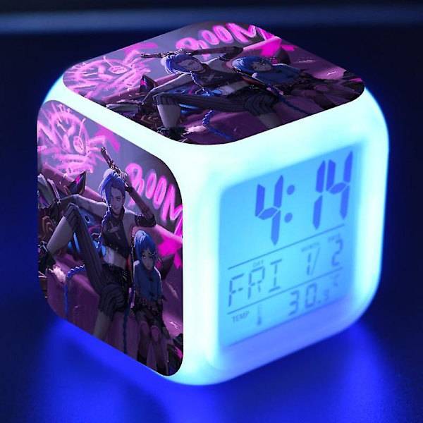 Rosalind League Of Legends Arcane Colorful Led Square Luminous Creative Alarm Clock Gift-jinx And Burst C