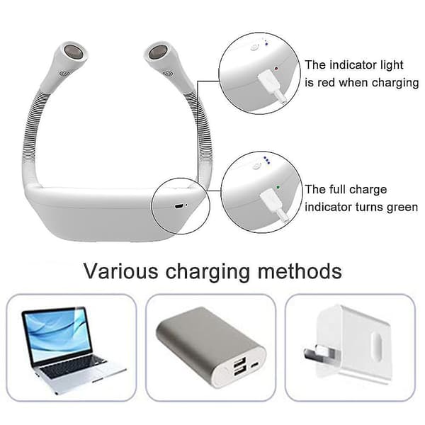 Led Neck Reading Light, 3 Colors, 6 Brightness Levels, Bendable Arms, Rechargeable