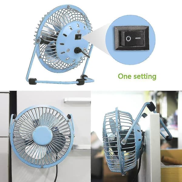 Mini Quiet Fan With Metal Construction & Strong Airflow & 360adjustable Tilt Angle(blue)