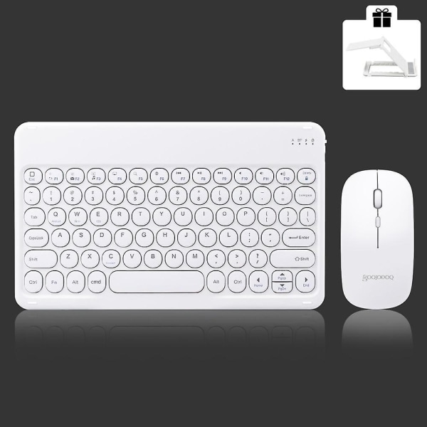 Ipad Keyboard And Mouse Combo, Wireless Bluetooth Keyboard White C
