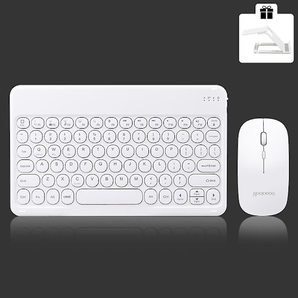 Ipad Tastatur og Mus Kombinasjon, Trådløst Bluetooth Tastatur White C