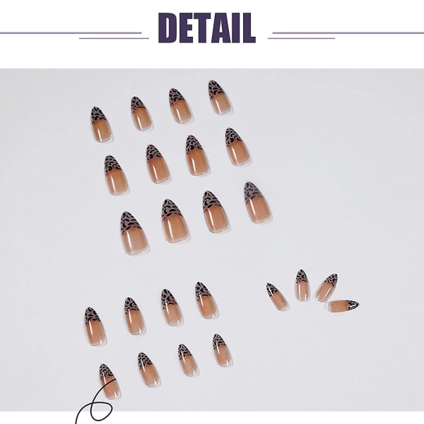 Extra Long Press On Nails, Coffin Fake Nails,  Glossy Acrylic Nails, Artificial Glue On Nails For Women And Girls 24pcs Brown