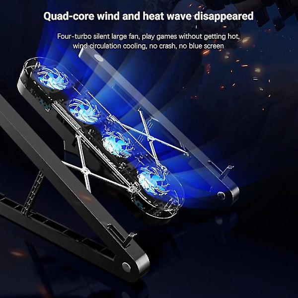 Portable Laptop Stand 4 Cooling Fans Adjustable Foldable Notebook Rack Holder