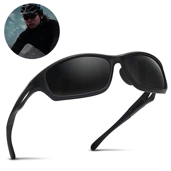 Polariserte sportsolbriller kompatible med menn kvinner sykling løping kjøring fiske briller uknuselig ramme UV-beskyttelse Sand Black Anti-Blu-ray