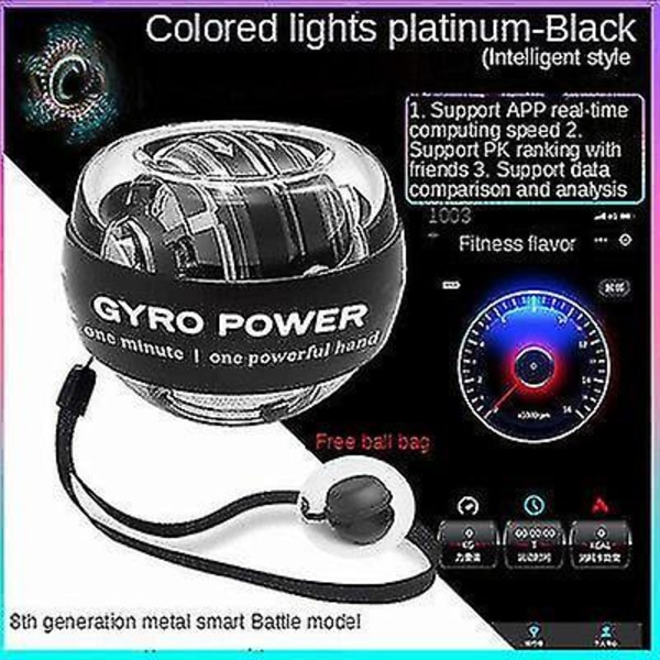 Rannekehyvä Itsekäynnistyvä Gyroskooppi Powerball Gyro Power Käsipallo Lihas Bluetooth led-bag