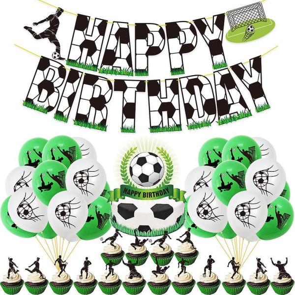 Football Themed 32pcs Latex Balloon Pull Flag Cake Card Set World Cup Soccer Party Decoration Supplies