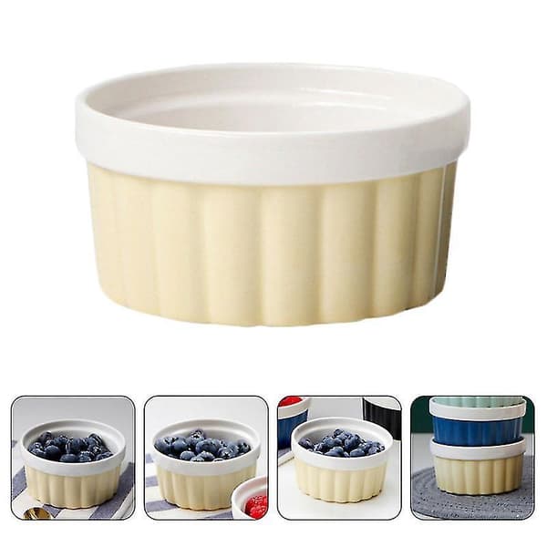 1pc Durable Ceramic Bowl Baking Bowl Cooking Bowl Pudding Bowl For Home Shop