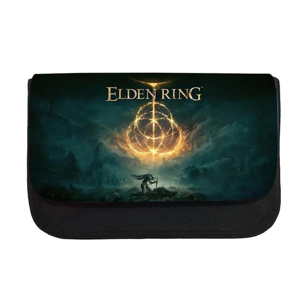 Elden Ring Game Printed Pencil Case Pouch Double Layer Pen Bag Stand Zip Storage Organizer C