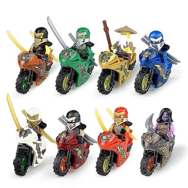 8 Figures with motorcycle available 8pcs ninja building blocks figures with enlighten motorcycle z53