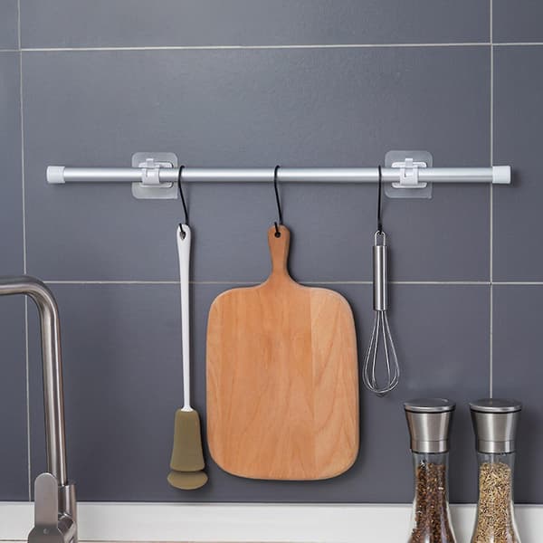 2pcs Wall Mounted Curtain Rod Bracket Water-proof Abs Firmly Fixed Curtain Pole Wall Bracket Bathroom Accessories White