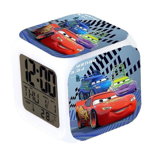 led Color Changing Clock Mcqueen With Date Thermometer Night Glowing Thermometer Glowing Cube Alarm